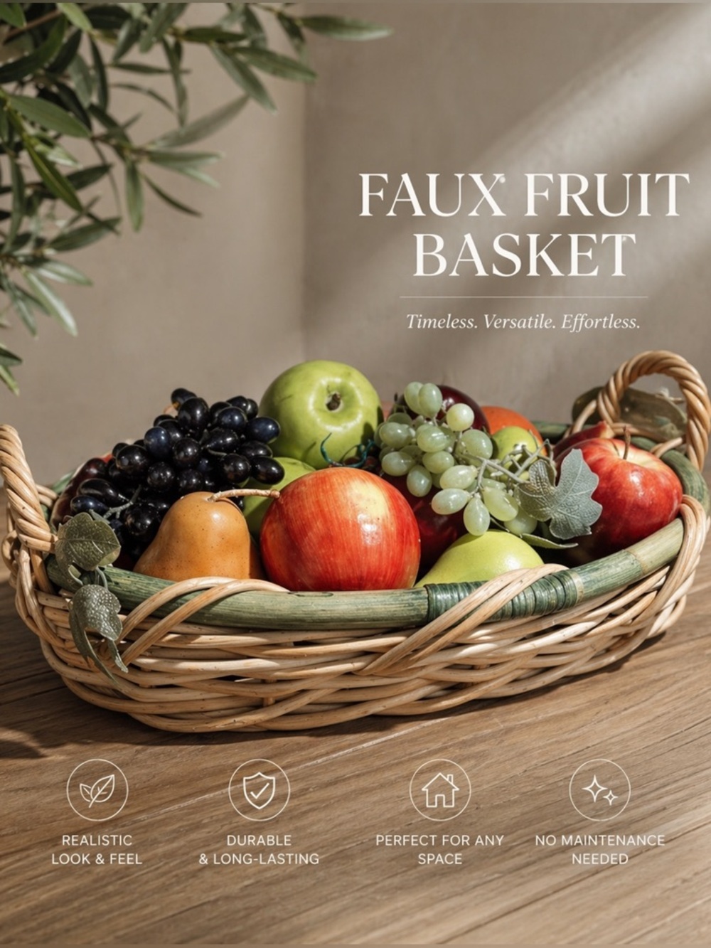 Vintage Decorative Fruit Basket with Assorted Fruits​​